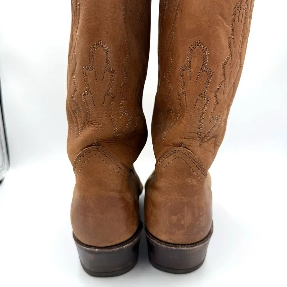 Dan Post Men’s 9 EW P2551 Brown Leather Cowboy Boots Western Made in USA